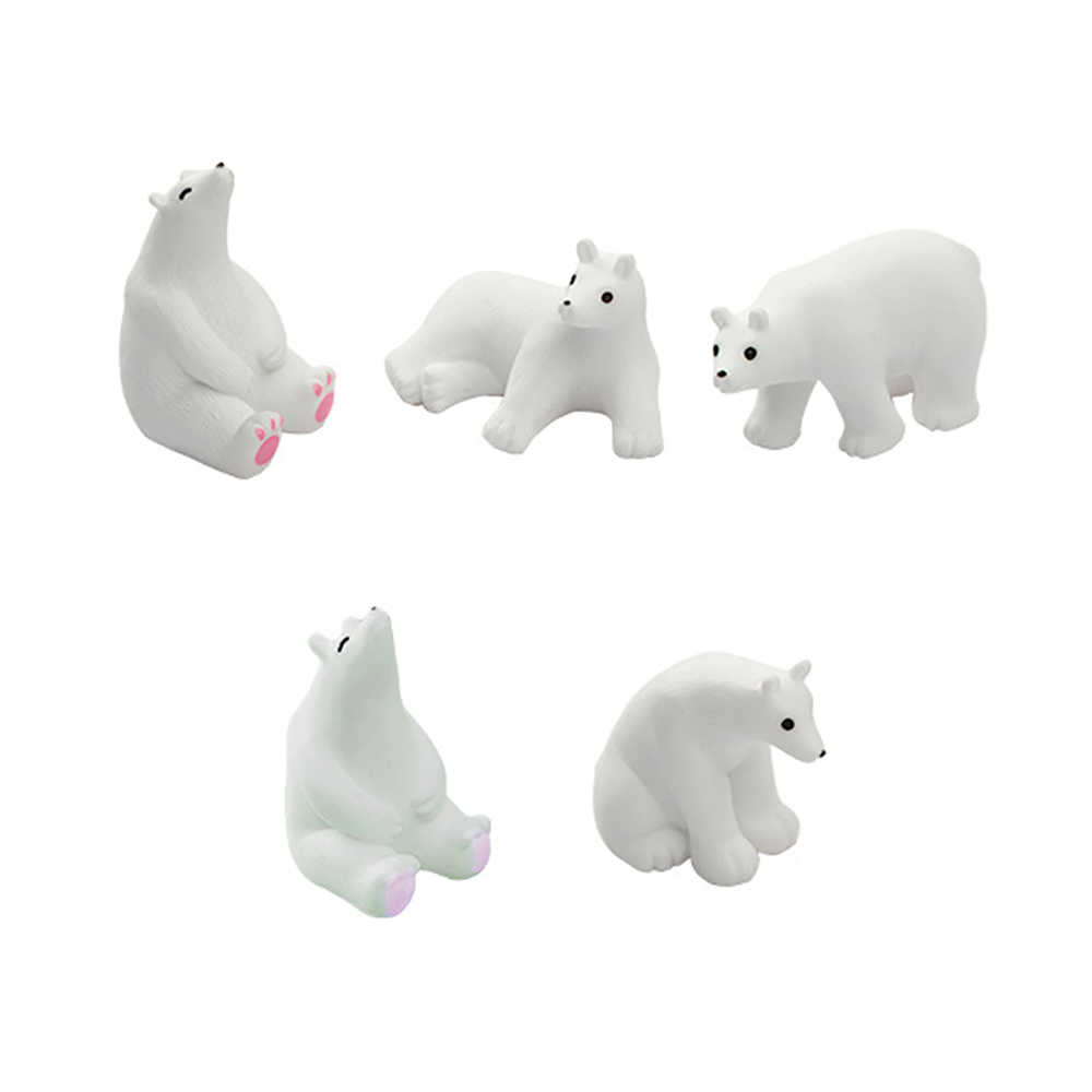 얼음 북극곰 미니어처 5종 겨울 곰돌이 동물 피규어 테라리움 인테리어 장식 소품 - 상세 이미지 2