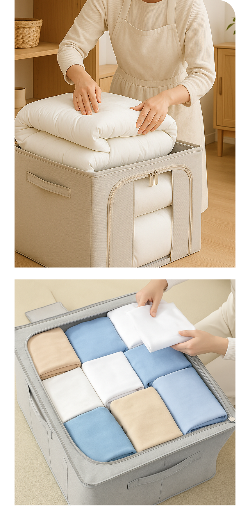 [1+1] 한평한뼘 이불 옷 정리함 패브릭 리빙박스 대형 보관함