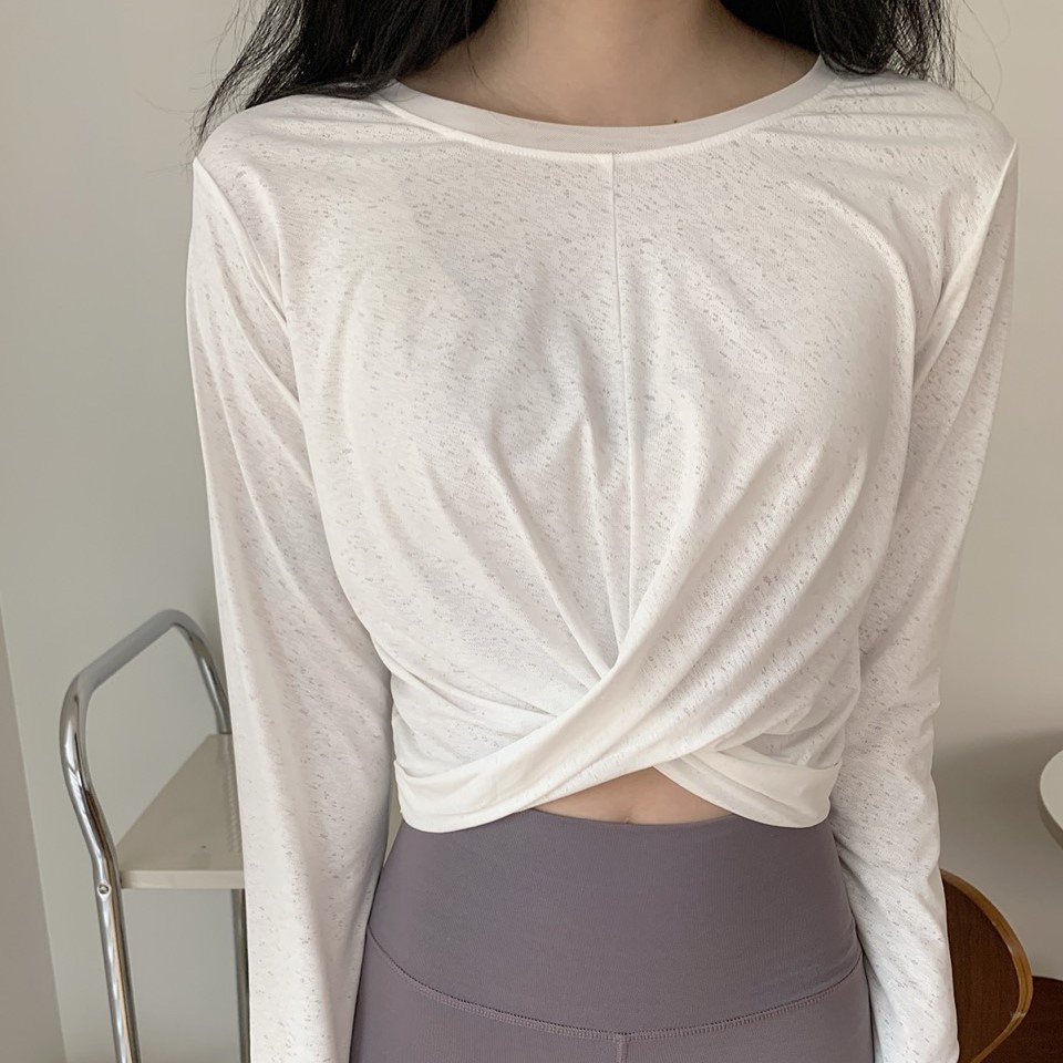 투앤 양면 세미 크롭티 필라테스복 요가복 필라테스 상의 운동복 긴팔 복장 이미지 8