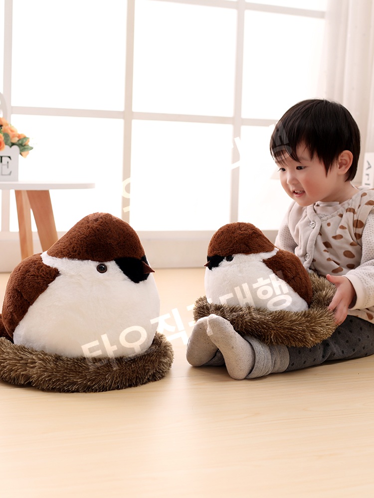 참새인형 귀여운 인테리어 참새모형 선물 뱁새인형 소품 아이인형 인형쿠션 새모형 - 상세 이미지 4