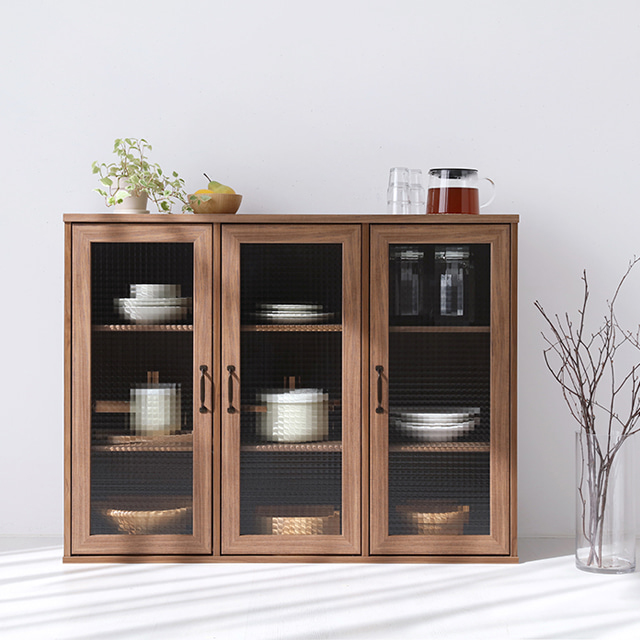 미란스 가로 3문 수납장 NFM92120G 미들브라운 700x300x1200mm, 3단, 미들브라운 7254.7304 - 상세 이미지 4