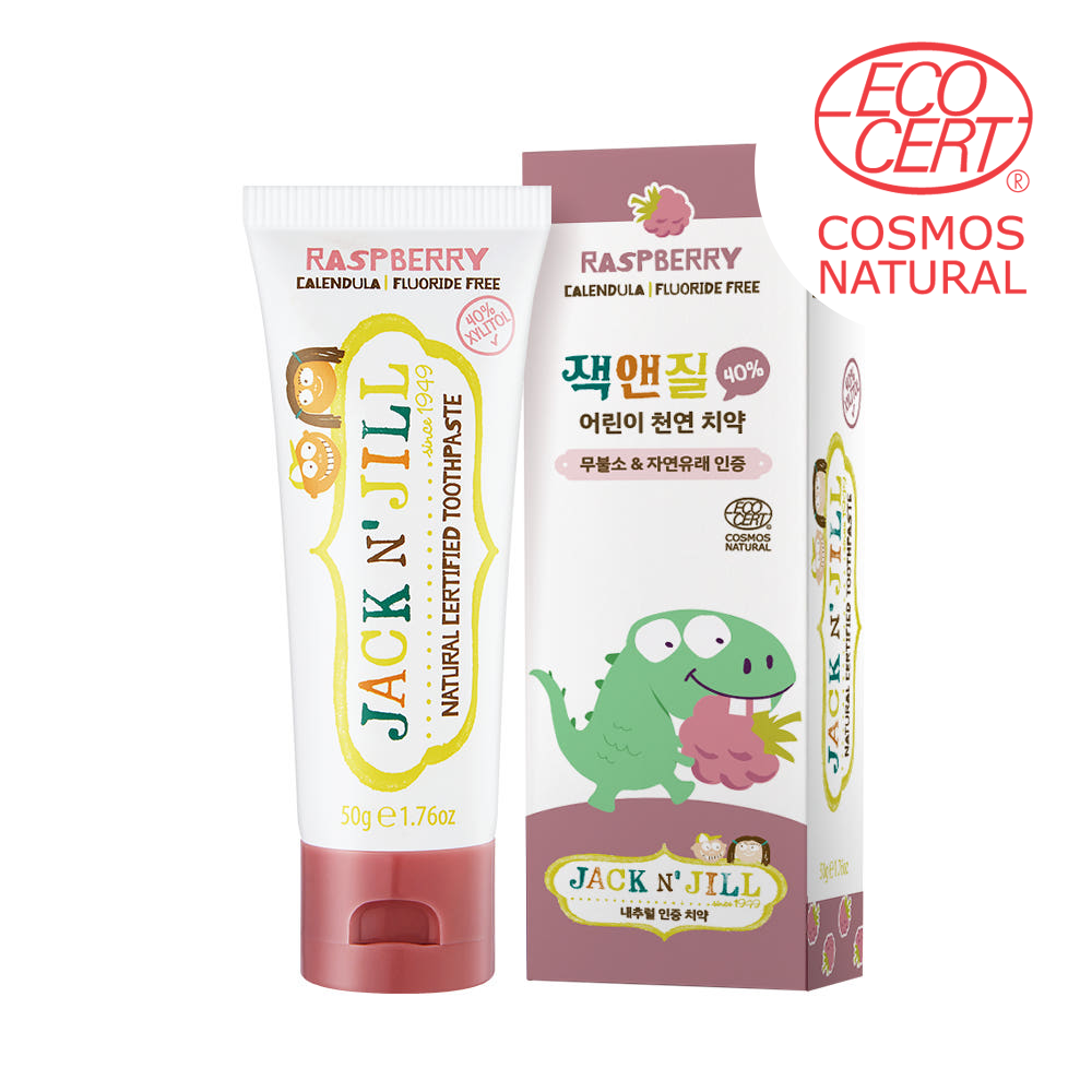[치과약국] 잭앤질 40%자일리톨 아기 유기농 과일맛치약 에코서트 승인 라즈베리, 50g, 1개 - 상품 이미지