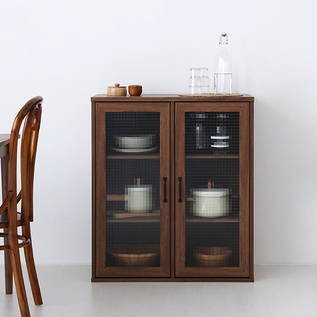 미란스 가로 2문 수납장 NFM9280G 800x400x920mm, 3단, 미들브라운 9700.3708 - 상세 이미지 3