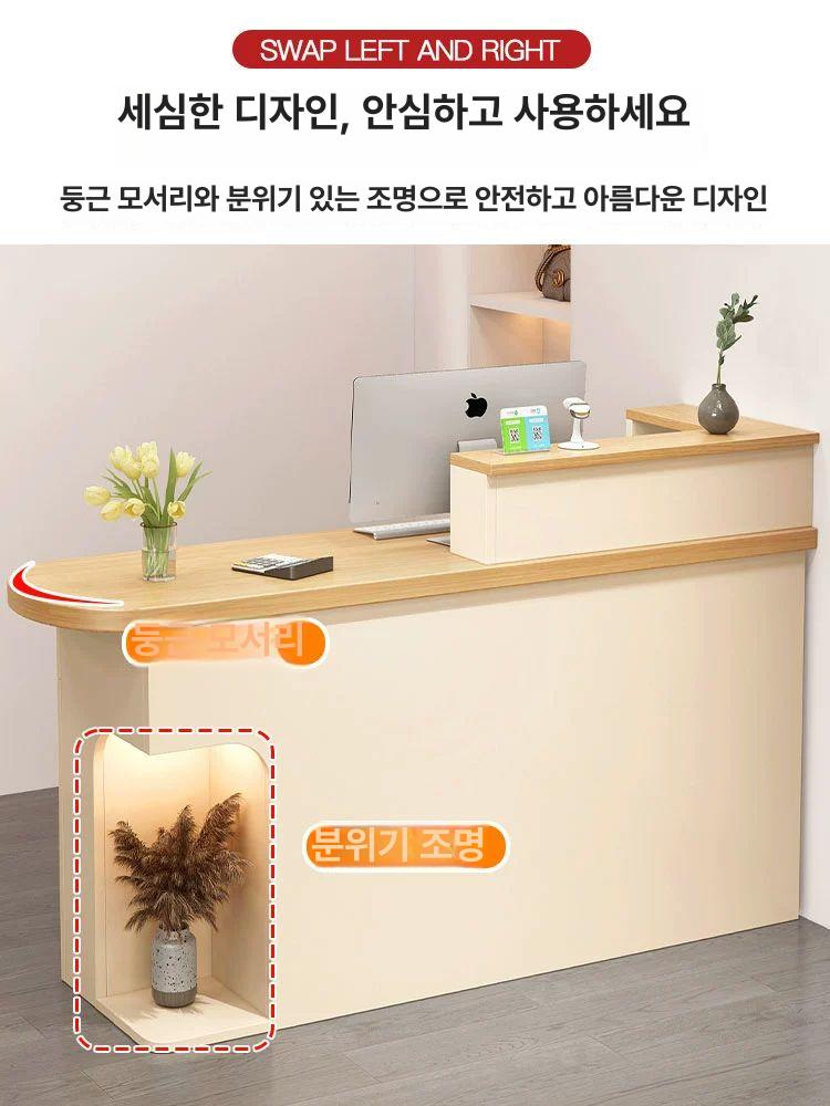 매장 안내 데스크 코너 계산대 카운터 L자형 공간 효율 120x110x105cm 화이트+왼쪽 전체 흰색 A - 상세 이미지 3