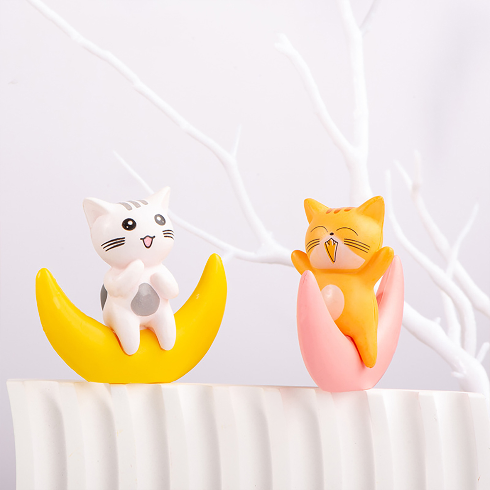 달 고양이 커플 미니어처 인테리어 장식 소품 인형 피규어 - 메인 이미지