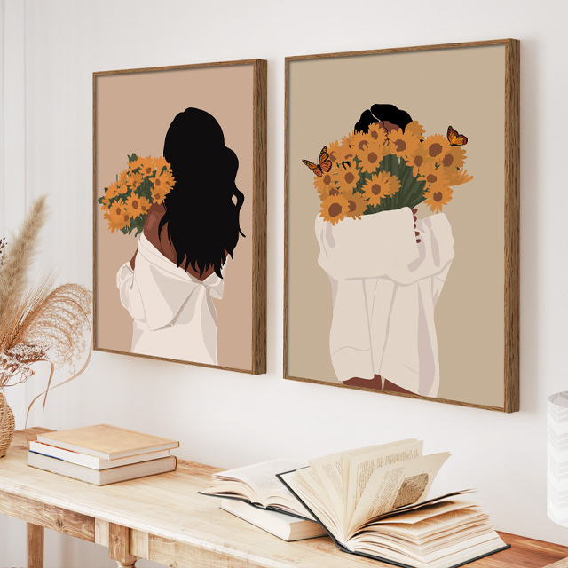 아름다운 여인 나비 해바라기 그림 거실 현관 인테리어액자 풍수 대형 캔버스 북유럽 모던 이미지 7