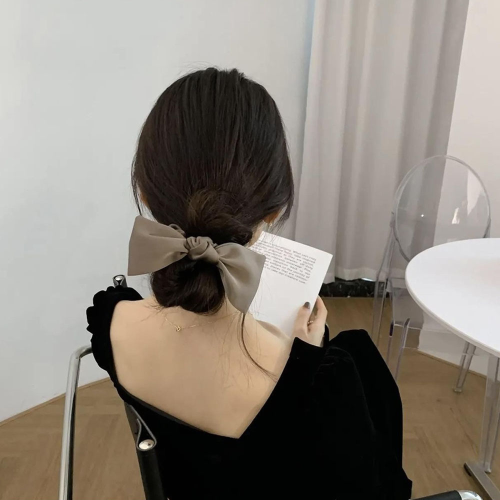 고급 리본 곱창머리끈 곱창밴드 곱창머리끈 헤어곱창 여신헤어 머리끈 똥머리밴드 스카프곱창 - 상세 이미지 2