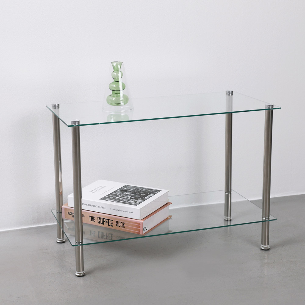 미드센츄리 모듈 미니 수납 선반 600x300x425, 2단, 유리