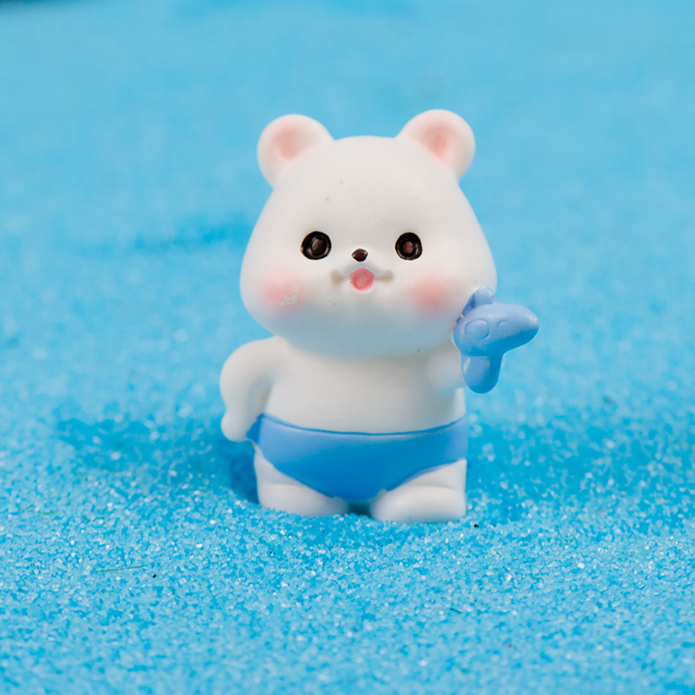 여름 아기곰 미니어처 8종 여름 바다 곰돌이 동물 피규어 테라리움 인테리어 장식 소품 - 상세 이미지 5