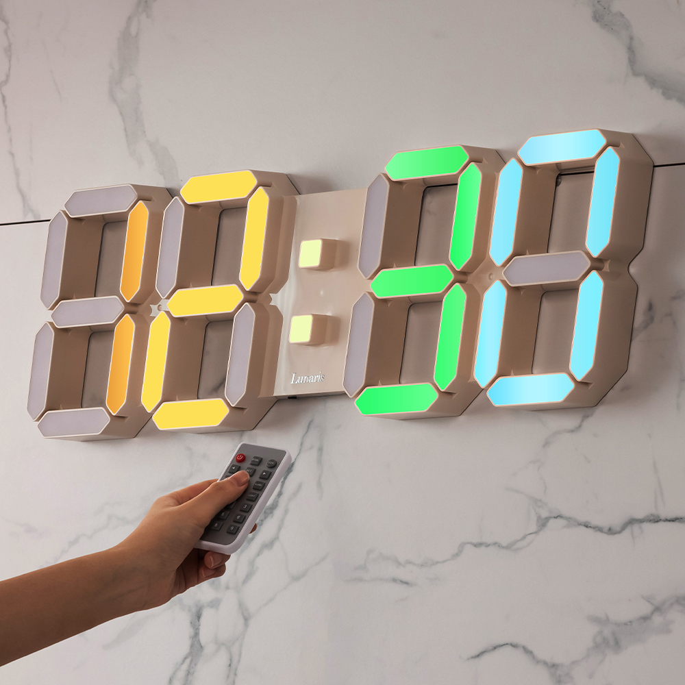 국산 루나리스 오로라 GPS 수신 LED 벽시계 54cm 조도센서 컬러설정 날짜 온도 알람 이미지 8