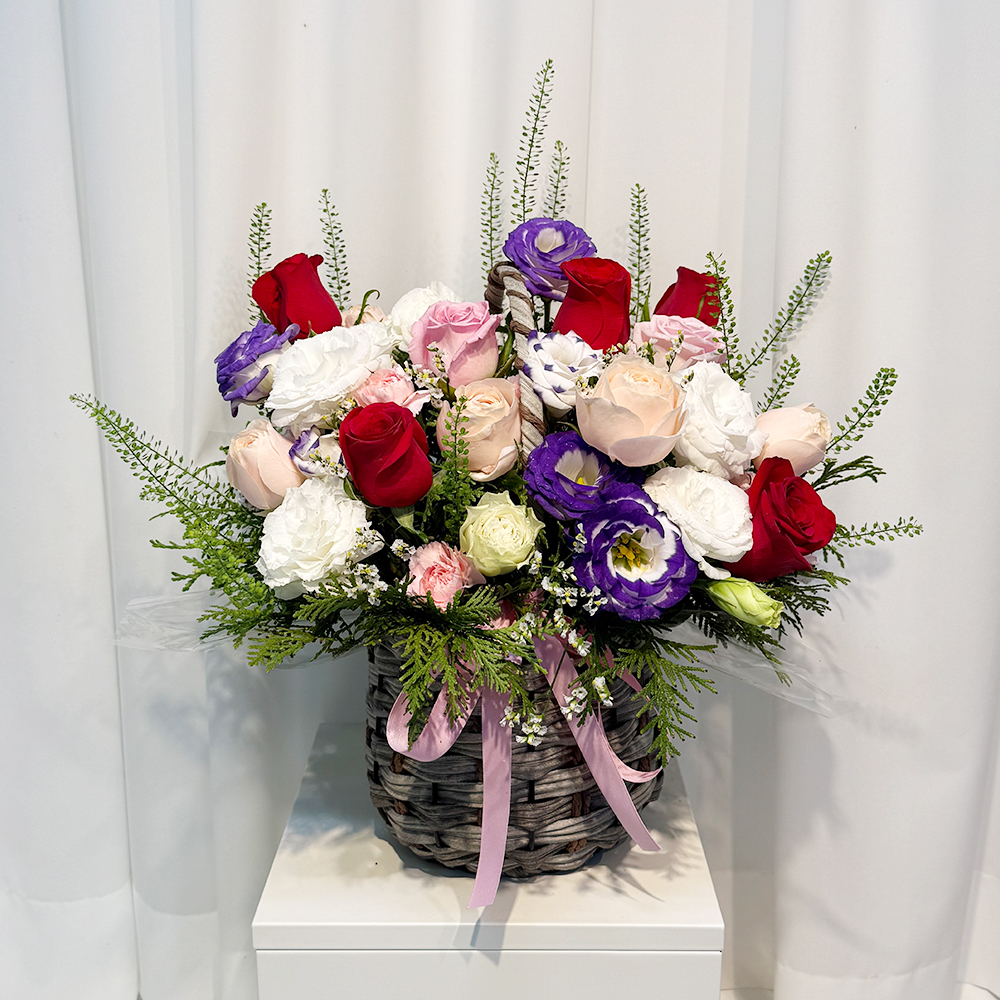 충남 아산 혼합 장미 꽃바구니 플라워 생화 생일 기념일 발렌타인데이 축하 감사 전국꽃배달
