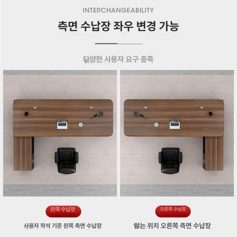 진료실 데스크 상담용 카운터 테스크탑 책상 접이식 깊은 호두-120cm60cm 캐비닛 - 상세 이미지 3