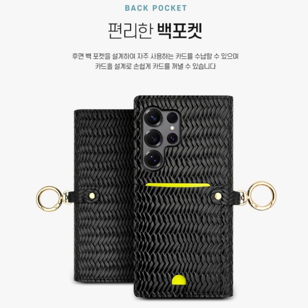라키 천연 소가죽 플립형 지갑 케이스 퍼플, 갤럭시 점프4 - 상세 이미지 5