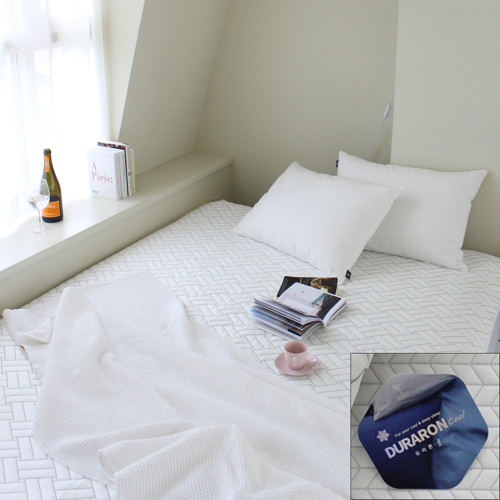 듀라론 냉감패드 여름 침대 쿨매트 모서리 고정밴드 헤링본 S(100x200cm)