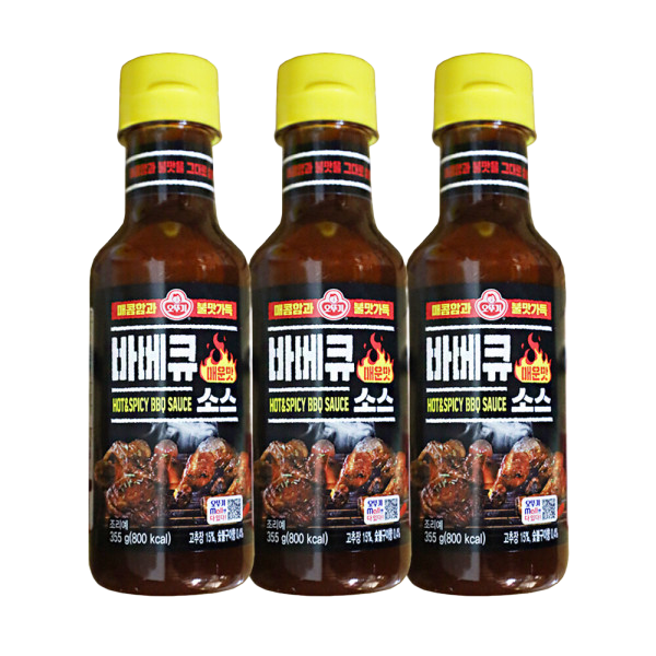 오뚜기 바베큐 매운맛 소스 355g 3개 캠핑 고기 숯불 : 젠트글로벌