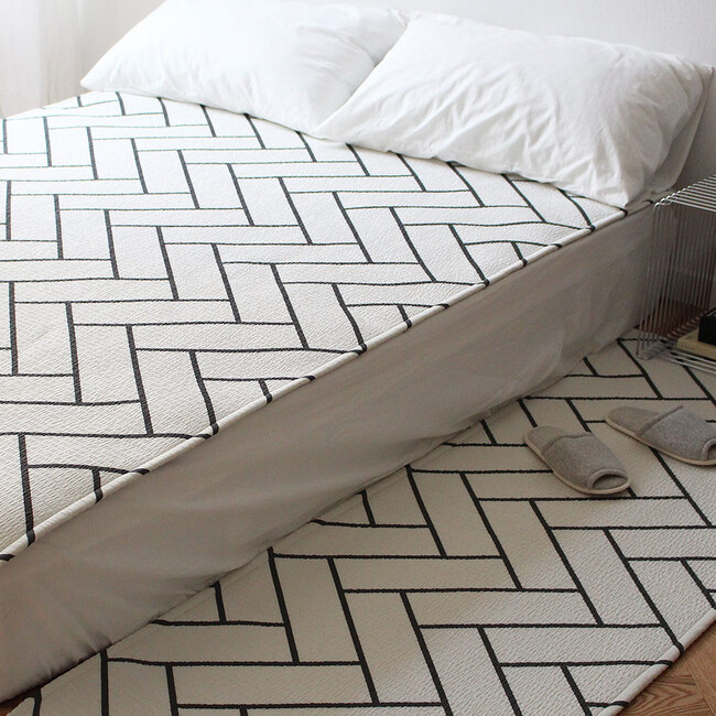 국산 여름 거실 패드 특대형 시어서커 북유럽 바닥 카페트 아이보리, 60x180cm