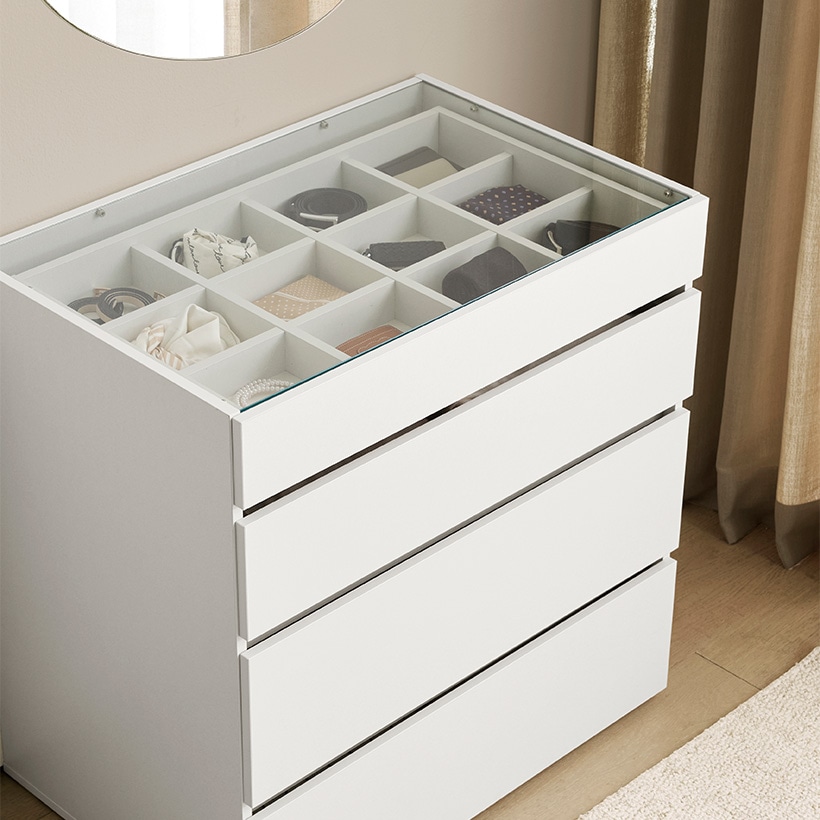 까사미아 뉴로브 에센셜 드레스룸 서랍장 798x528x820mm, 4단, 라이트그레이