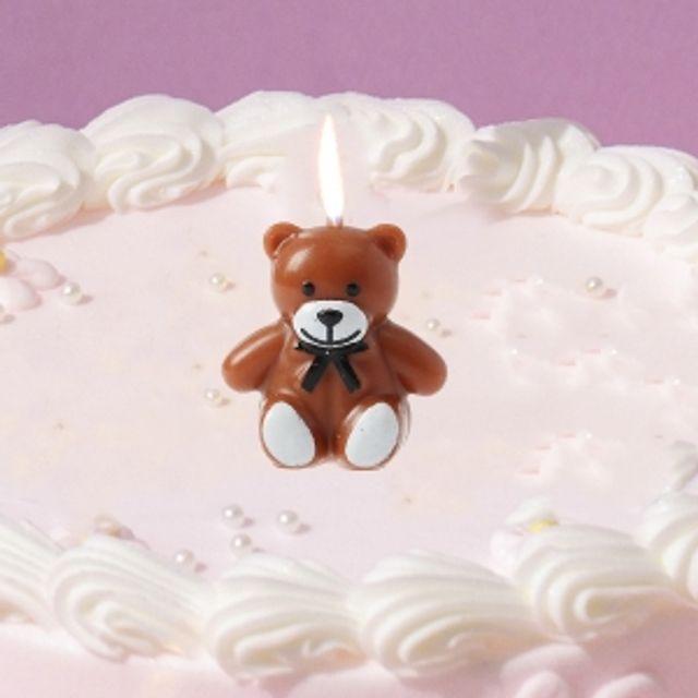 해피니스 리본 곰 생일 초 5개입 케이크 캐릭터 케익초 파티 장식 기념 일초 이벤트 용품 곰돌이초 : 말랑바다샵