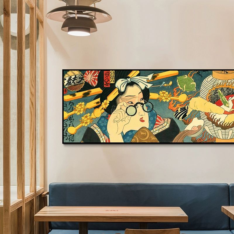 일본식 사무라이 벽화 장식 그림 인테리어 벽 디자인 액자 캔버스 전통 일본화 - 상세 이미지 4