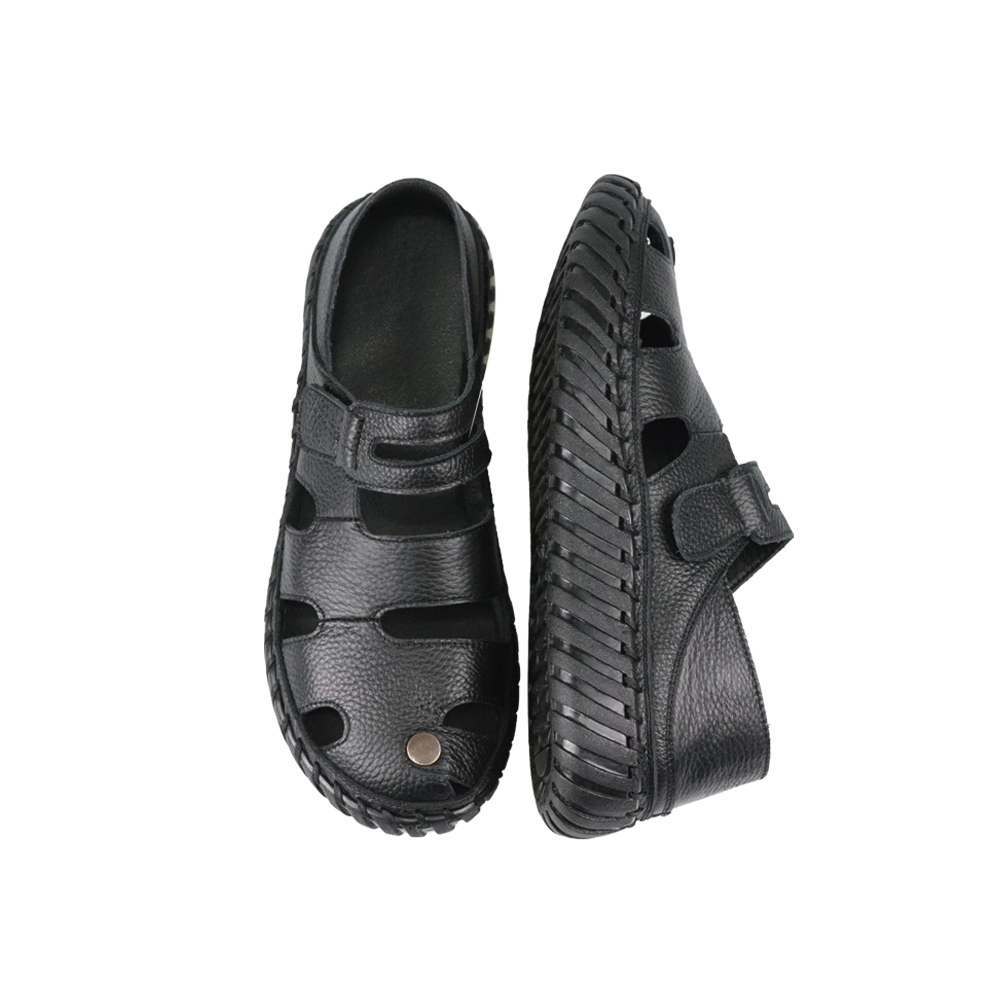 피카소 폭신 발편한 통가죽 컷팅 벨크로 스트랩 수제 샌들 이미지 8