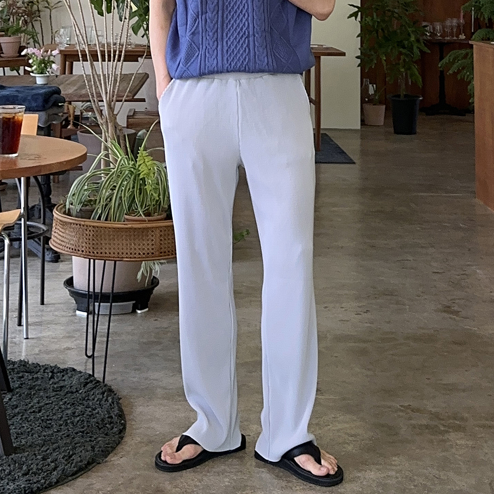 아이스 플리츠 팬츠 밴딩 남자 여름바지 남자냉장고바지 - 상세 이미지 4