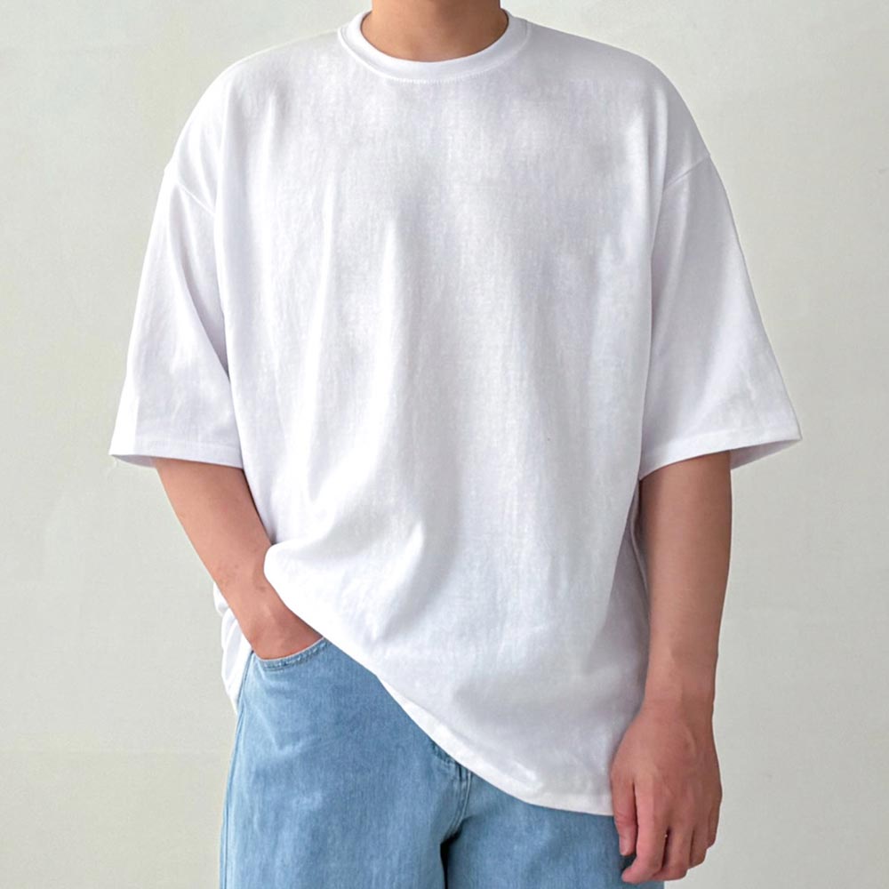 오버핏반팔 남자 흰티 흰색반팔티 안비치는 - 상세 이미지 2