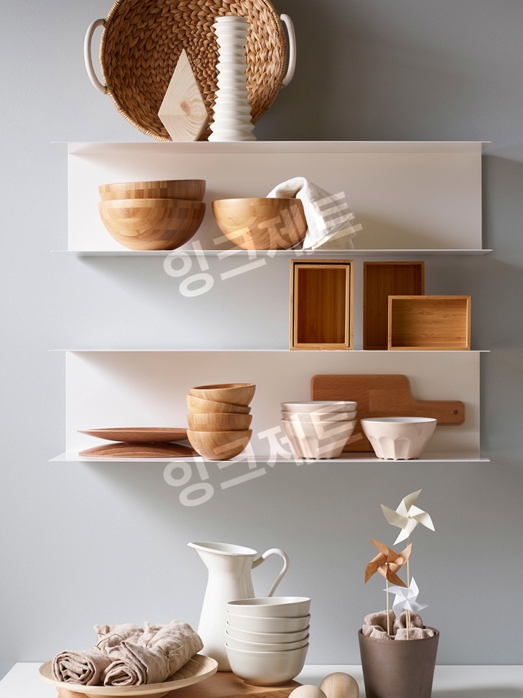 주방 벽걸이선반 일자 다용도실 주방 스틸 매거진 장식 제트 매트화이트+세로60x안길이15높이20cm - 상세 이미지 2