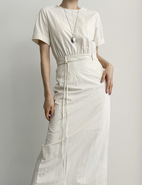 미드 H라인 나일론 롱원피스 [3color]