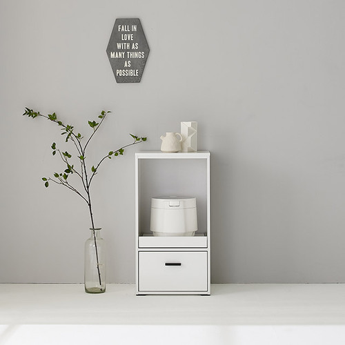 주방 수납장 모노화이트 밥솥 전자레인지 슬림 렌지대 2단 수납장 미니 정리장