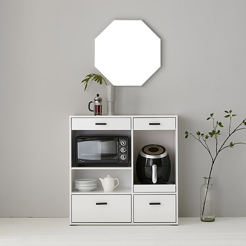 주방 수납장 모노화이트 전자레인지 밥솥 렌지대 2구 수납장 낮은장 다용도 정리장 거실 수납장