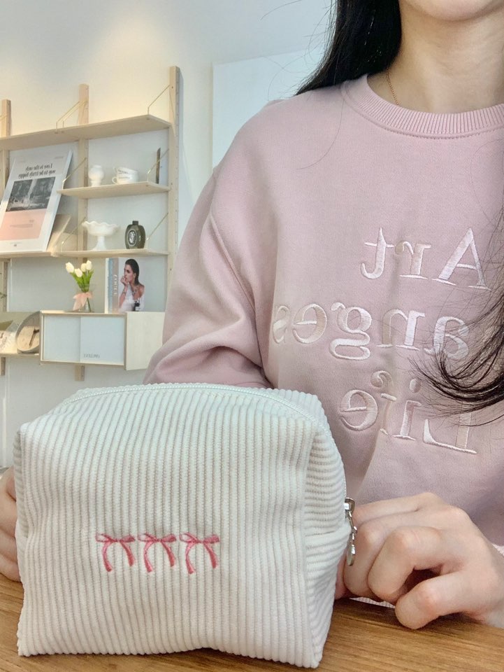 크리미쿠모 휴대용 예쁜 사각 지퍼 핸드메이드파우치 리본 미니 귀여운 생리대 키링 파우치 이미지 7