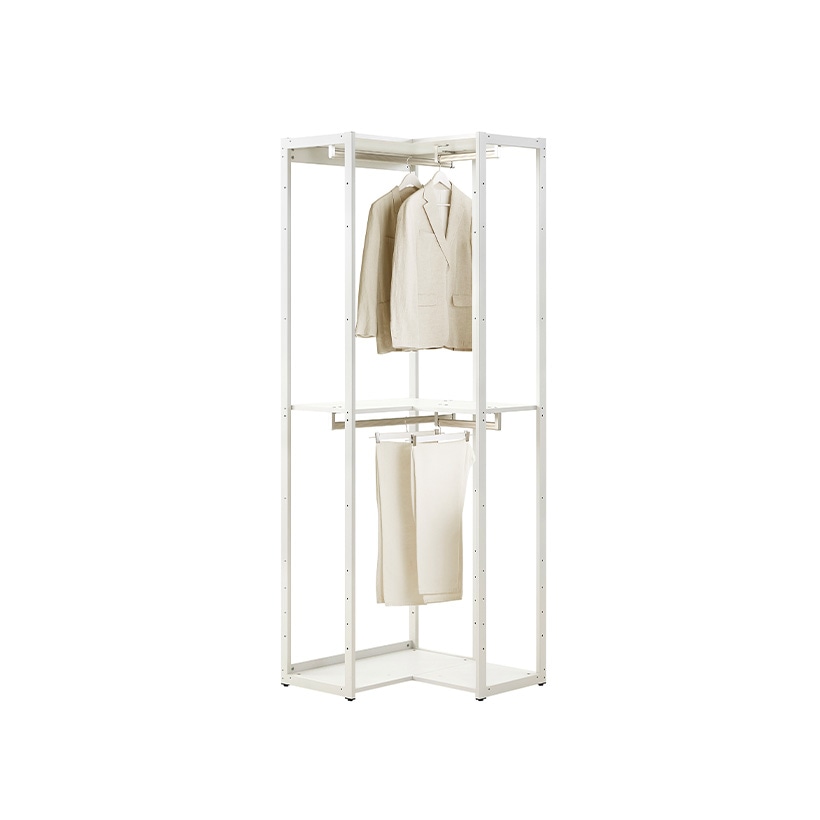 까사미아 뉴로브 에센셜 드레스룸 단독형 750x618x2150mm, 짧은옷코너행거형, 라이트그레이 - 메인 이미지