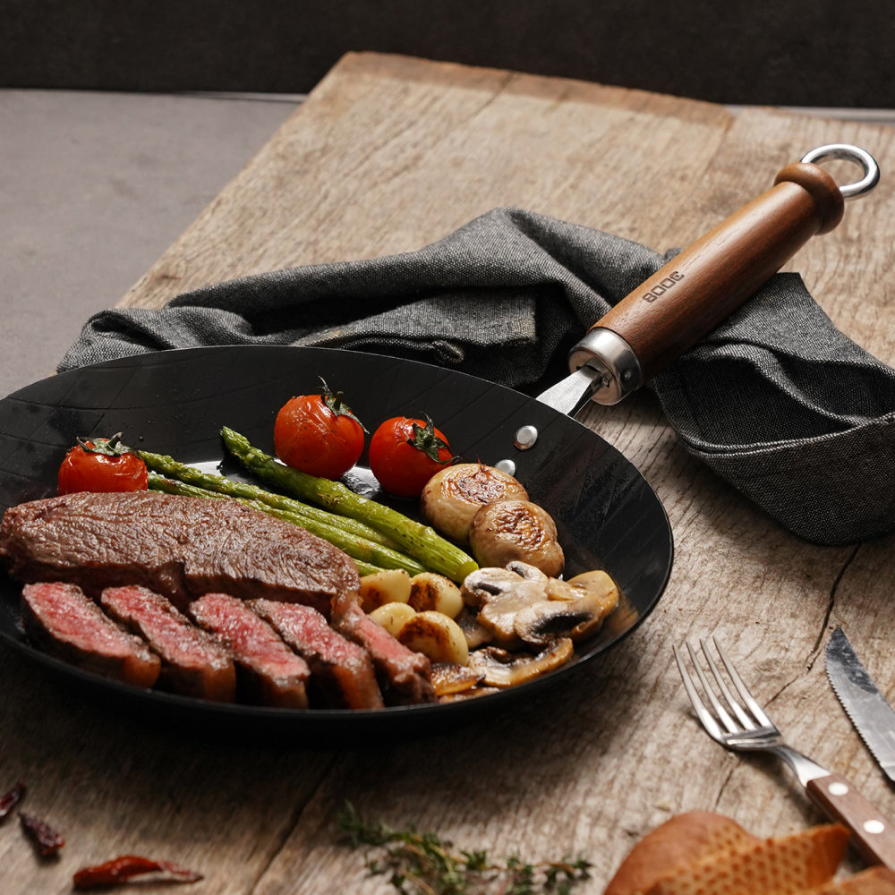 800도씨 우드핸들 인덕션 캠핑 무쇠 후라이팬