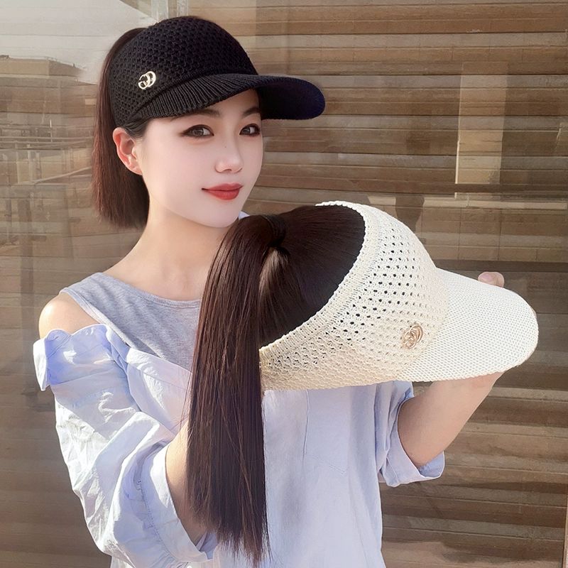 모자가발 가발모자 항암모자 썬캡모자 포니테일 일체형 검정 모자-깊은 갈색 - 메인 이미지