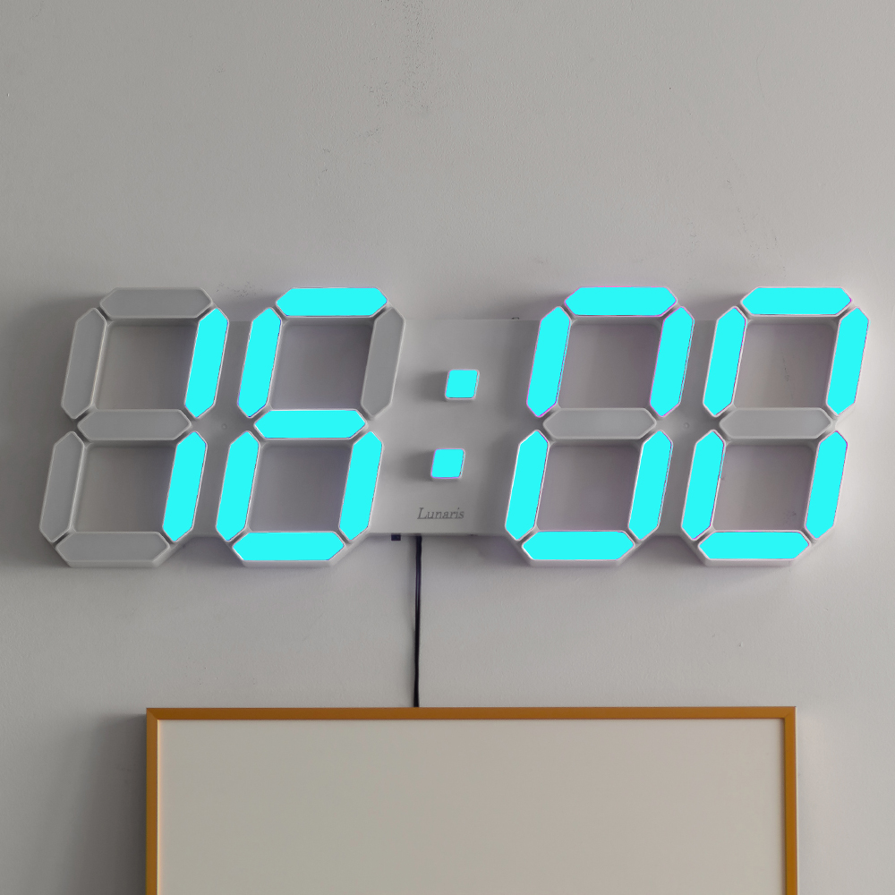 국산 루나리스 오로라 GPS 수신 LED 벽시계 54cm 조도센서 컬러설정 날짜 온도 알람 - 상세 이미지 2