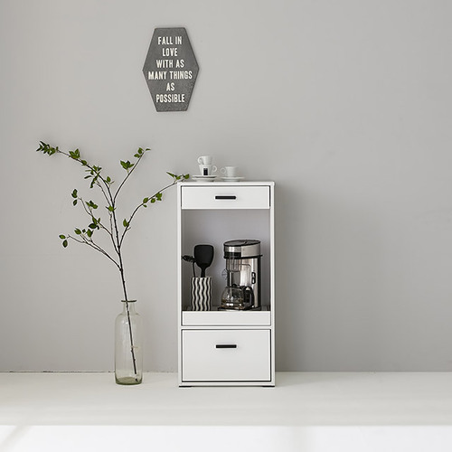 주방 수납장 모노화이트 전자레인지 밥솥 다용도 렌지대 3단 슬림 수납장