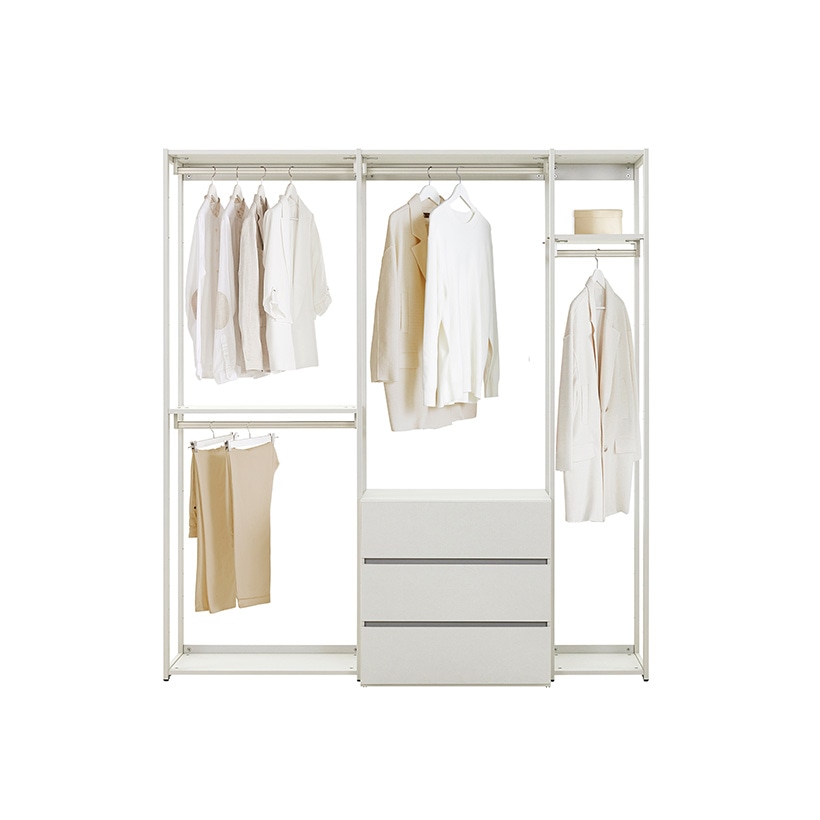 까사미아 뉴로브 에센셜 드레스룸 1960x535x2150mm, 서랍형, 라이트그레이