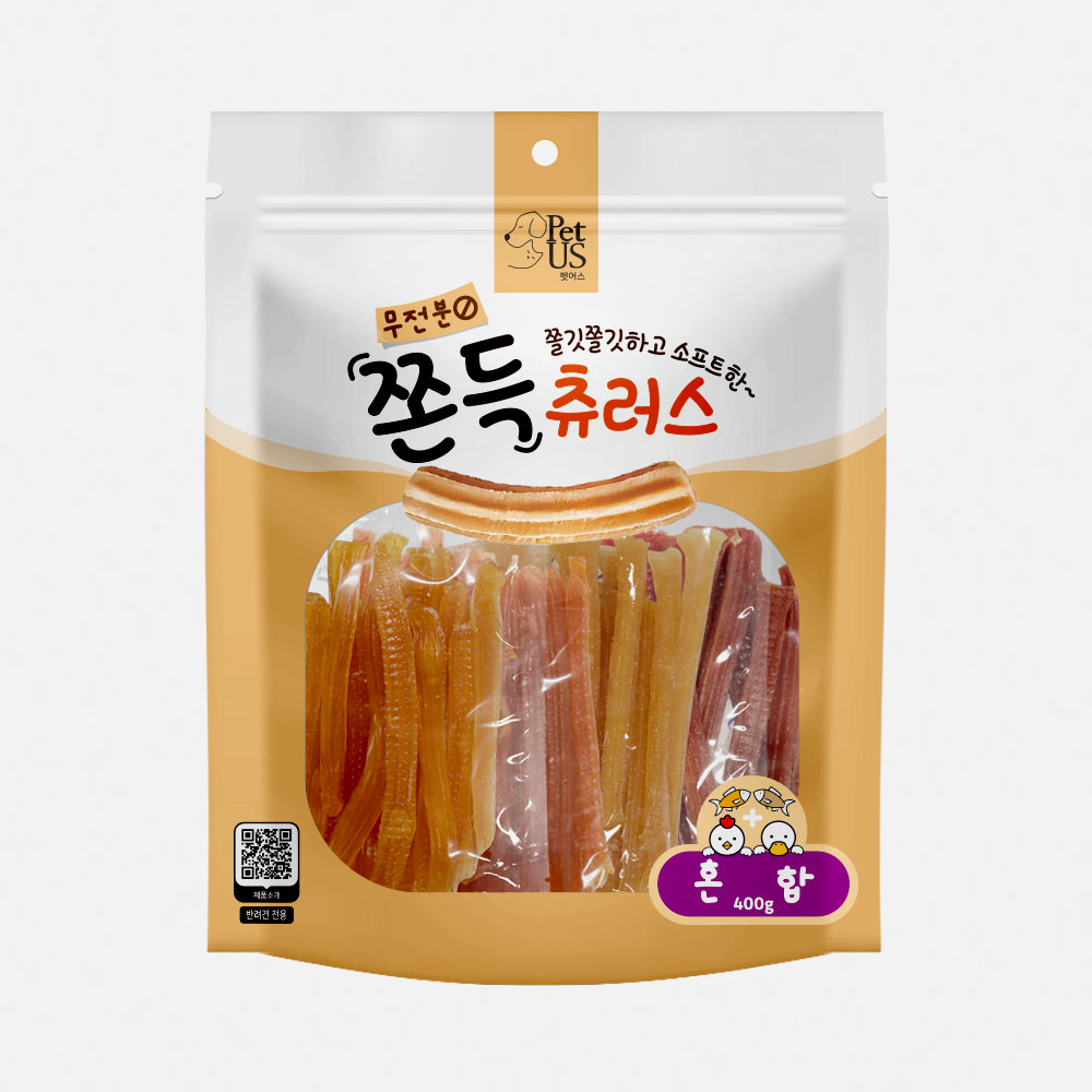 펫어스 쫀득츄러스 강아지대용량간식 반려견 육포 애견간식 혼합, 400g, 1개 - 상품 이미지