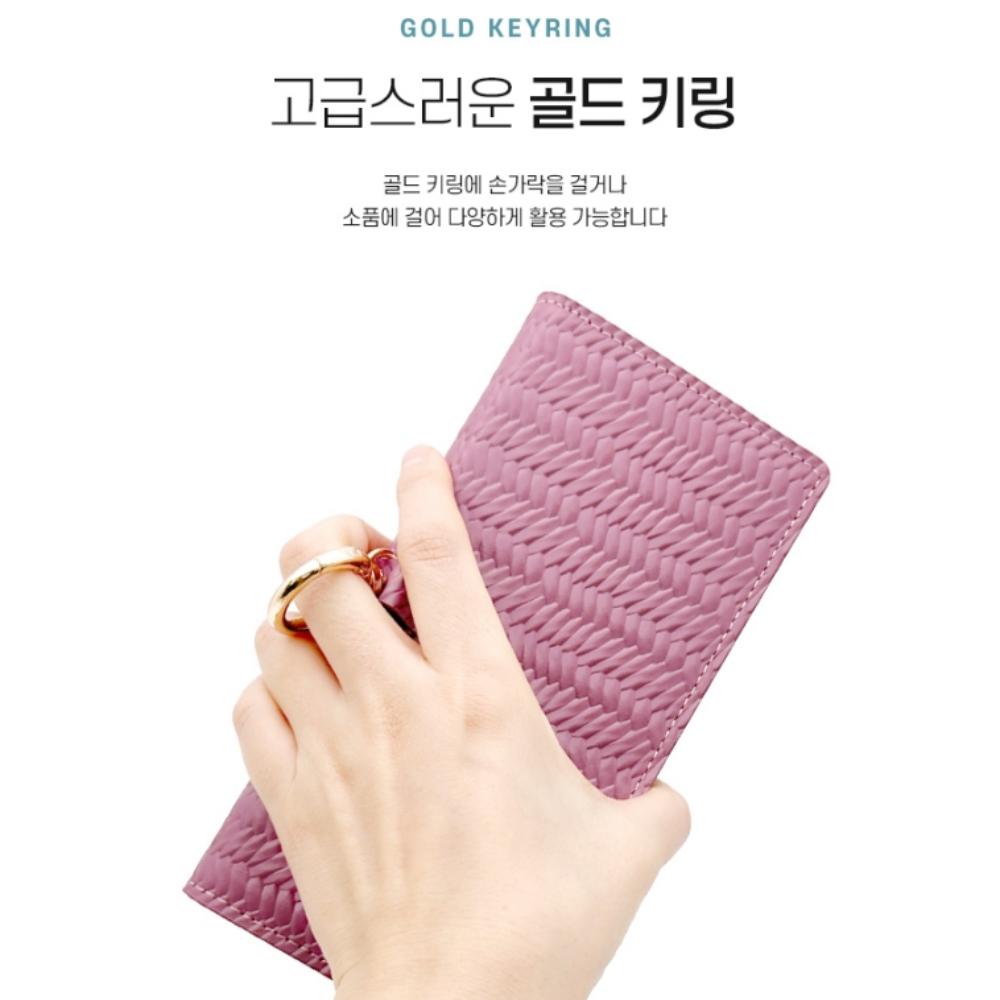 라키 천연 소가죽 플립형 지갑 케이스 퍼플, 갤럭시 점프4 이미지 7