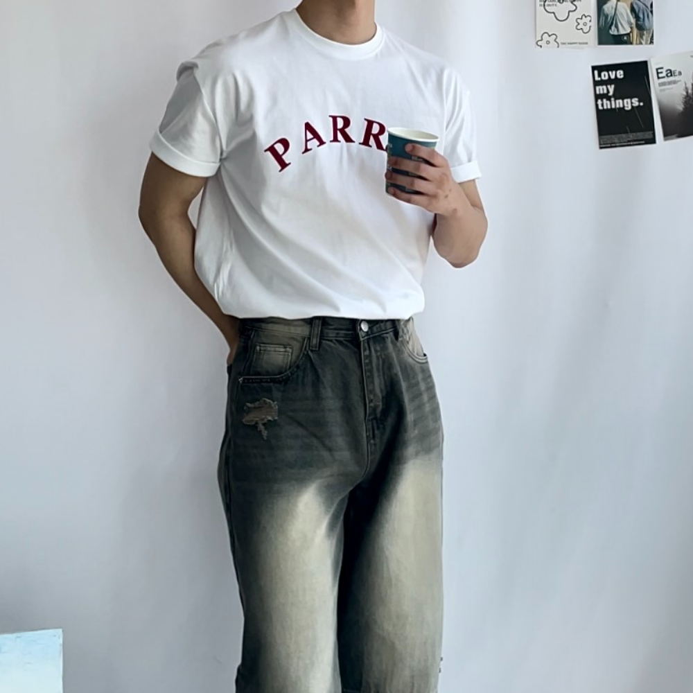 남성머슬핏반팔 레터링티셔츠 여름티셔츠 - 상세 이미지 5