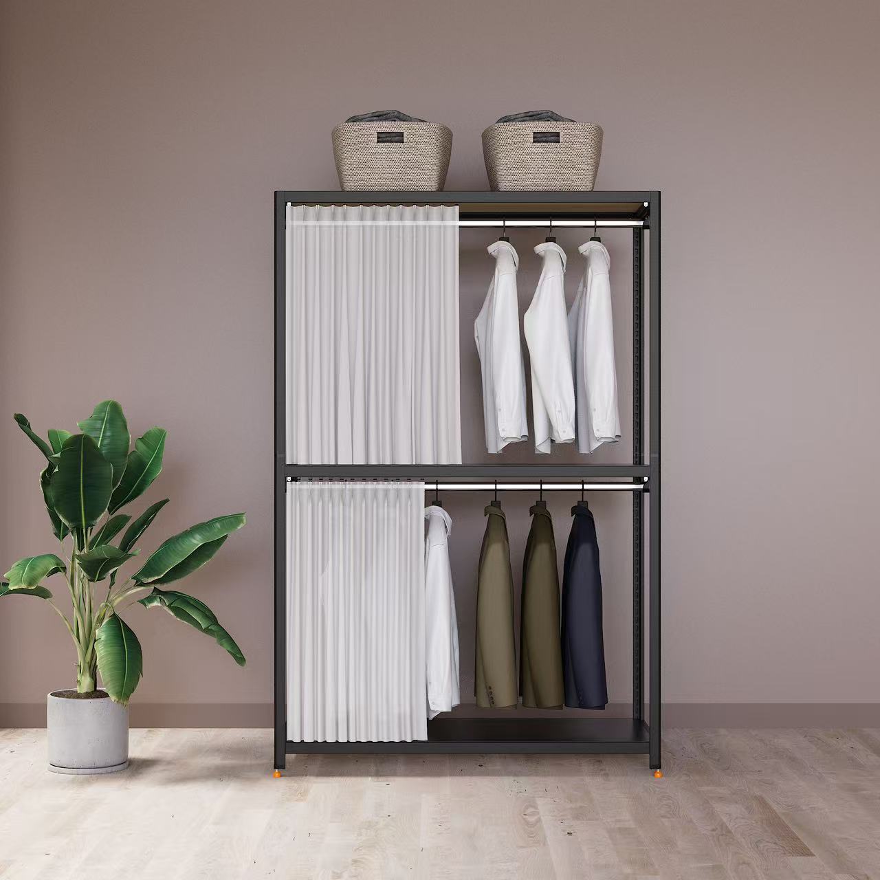 데키리 시스템행거 조립식 옷장 스탠드 드레스룸 옷걸이 행거 4003001800 3단 - 상세 이미지 4