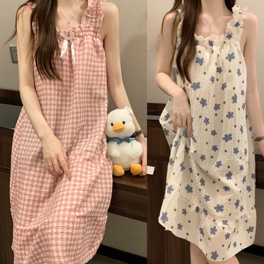 여름잠옷 나시 홈웨어 원피스잠옷 임부 여성 파자마 시원한 쿨링 박대표마켓 - 상품 이미지