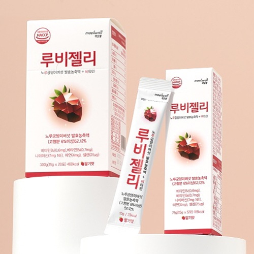 건강한 간식 매일웰 루비젤리 노루궁뎅이버섯&비타민의 만남 딸기맛 젤리 딸기, 15g, 20개 - 상세 이미지 4