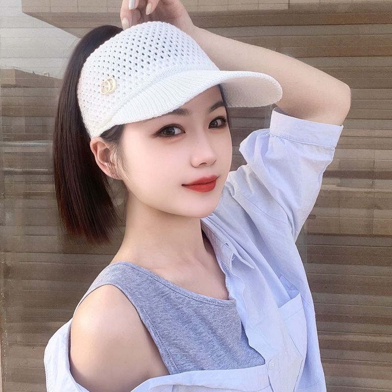 모자가발 가발모자 항암모자 썬캡모자 포니테일 일체형 검정 모자-깊은 갈색 - 상세 이미지 4