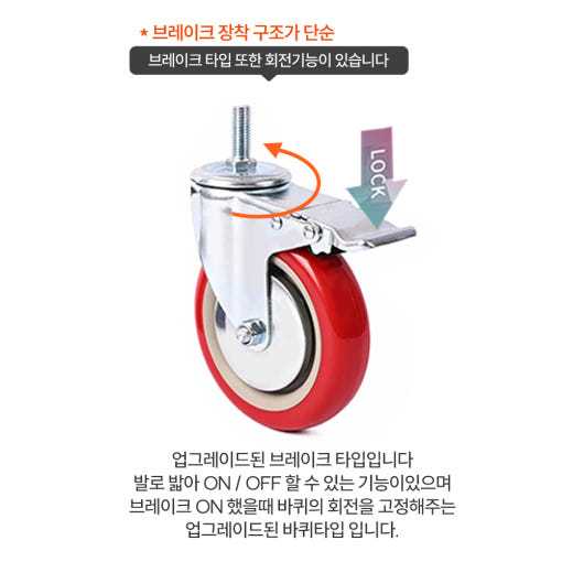 볼트 의자 캐스터 바퀴 이동식 아기침대 베어링 75mm - 상세 이미지 4
