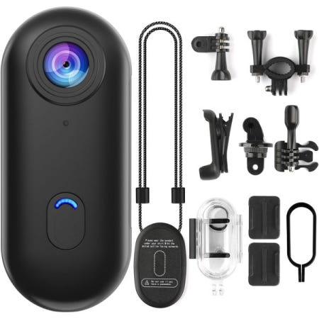 [해외]4K 미니 WiFi 액션 카메라 64GB 엄지 POV 휴대용 바디캠 웨어러블 스포츠 카메라, 방수 케이스 포함 프리미엄 휴대용 캠코더, 업무, 여행, 반려동물 산책을 위한