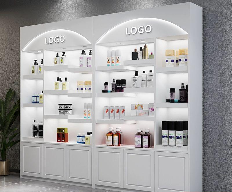 뷰티샵 화장품수납장 매니큐어 소품진열장 선반랙 100x30x220 LED 조명 포함 : 오르벨