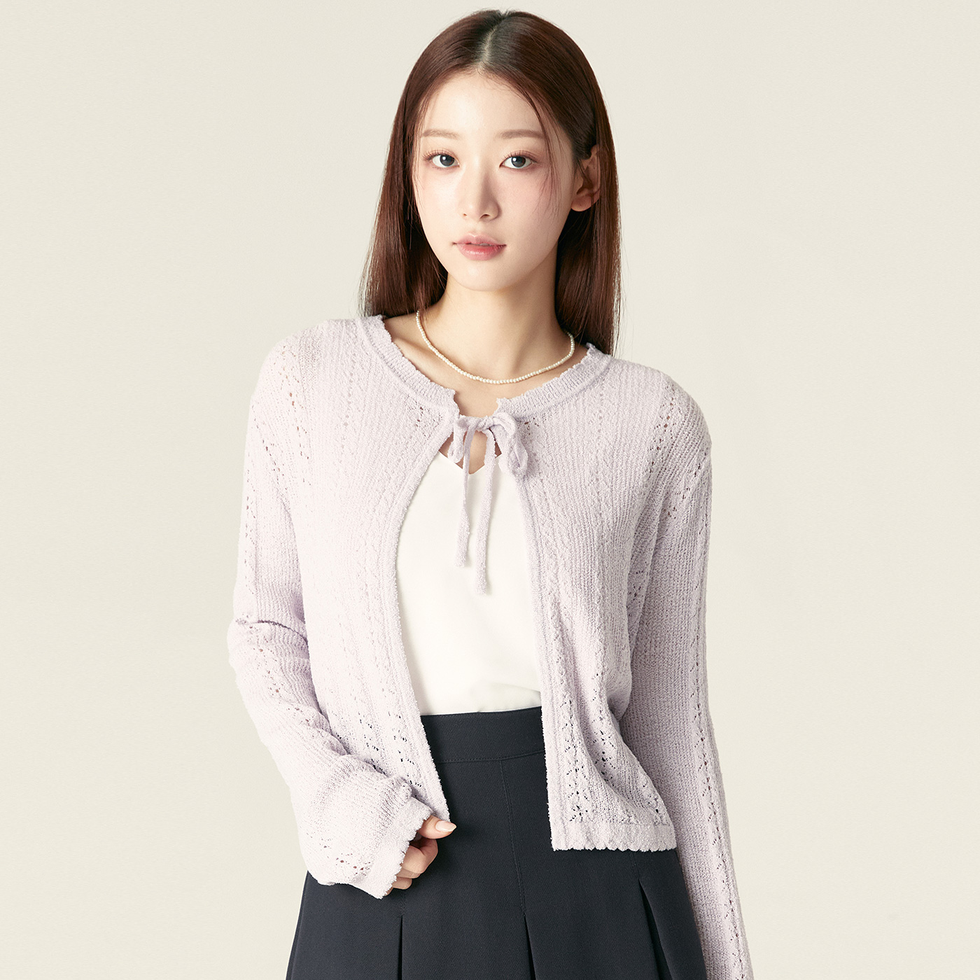 로엠 리본 긴팔 가디건 RMCKF25R11