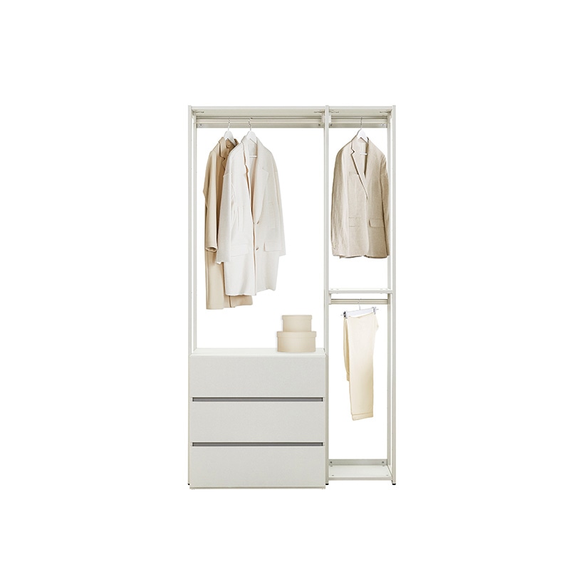 까사미아 뉴로브 에센셜 드레스룸 1180x535x2150mm, 서랍형, 라이트그레이