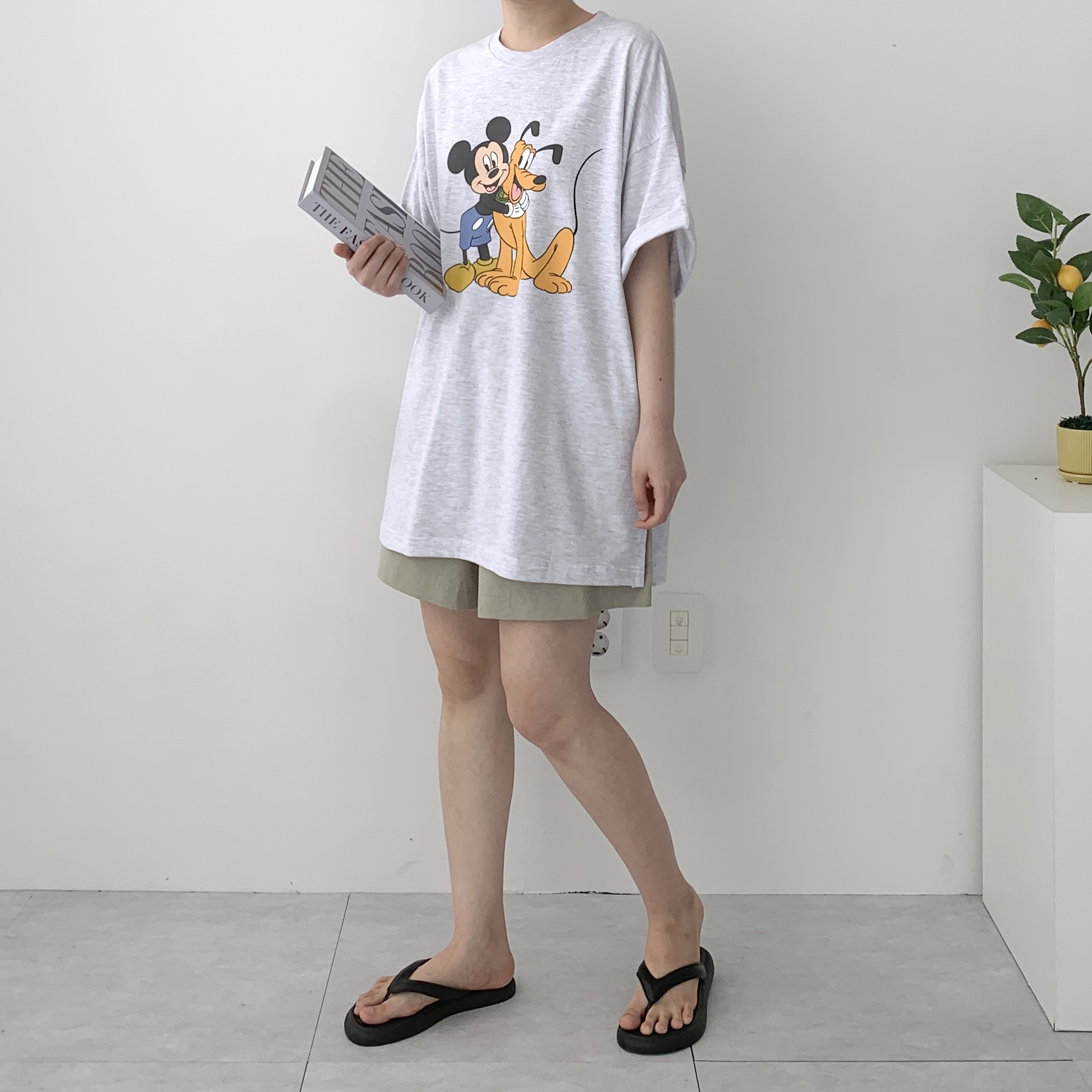 디즈니정품 플루토 미키티셔츠 캐릭터티셔츠 오버핏티셔츠 - 상세 이미지 4
